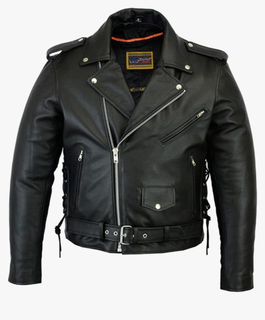 Daniel Smart Classic Mens Leather Motorcycle Jacket


