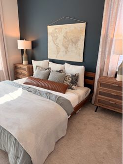 King bed frame- low profile, mid century