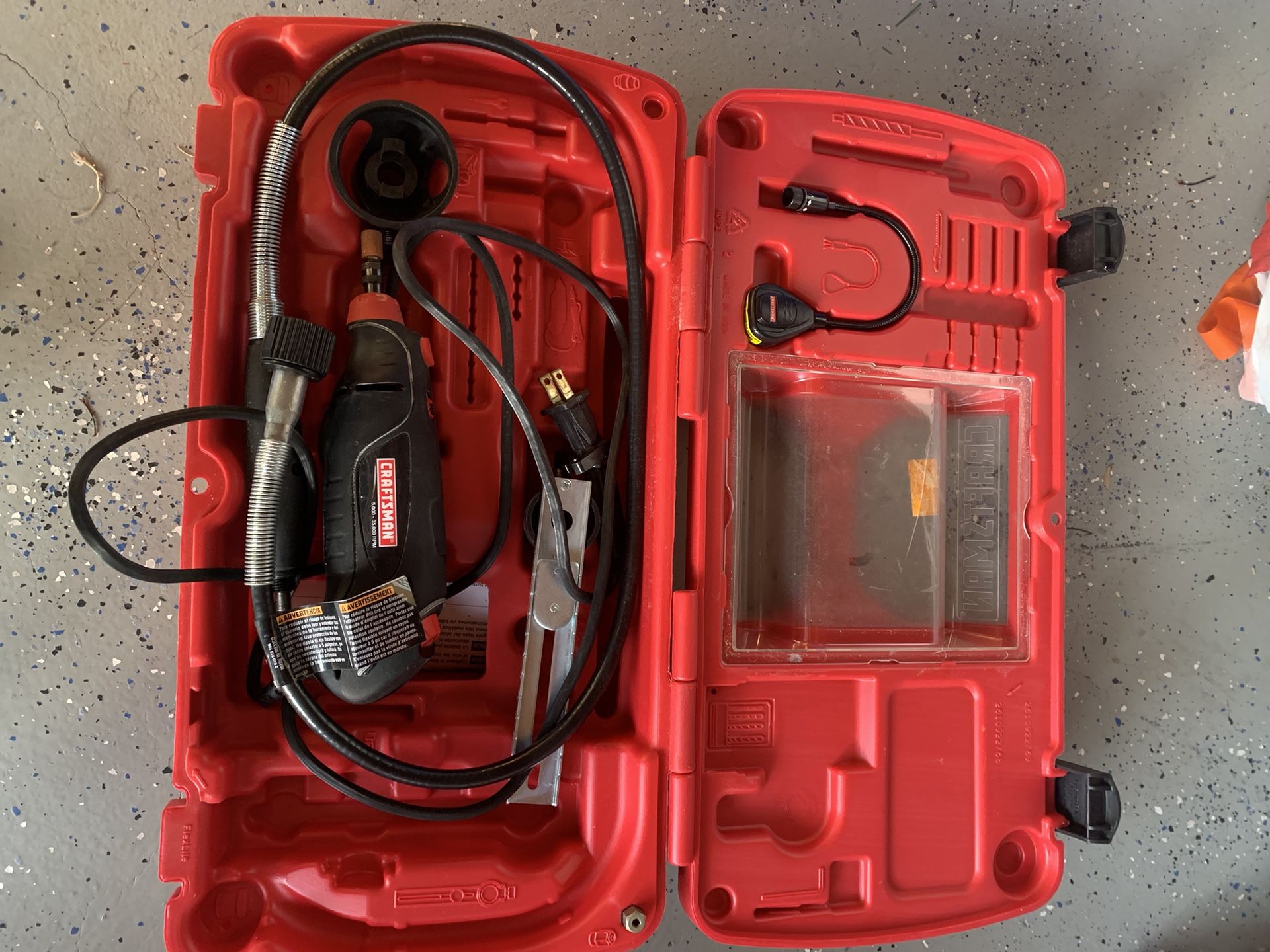 CRAFTSMAN ROTARY POWER TOOL WITH FLEX SHAFT & TOOL BOX