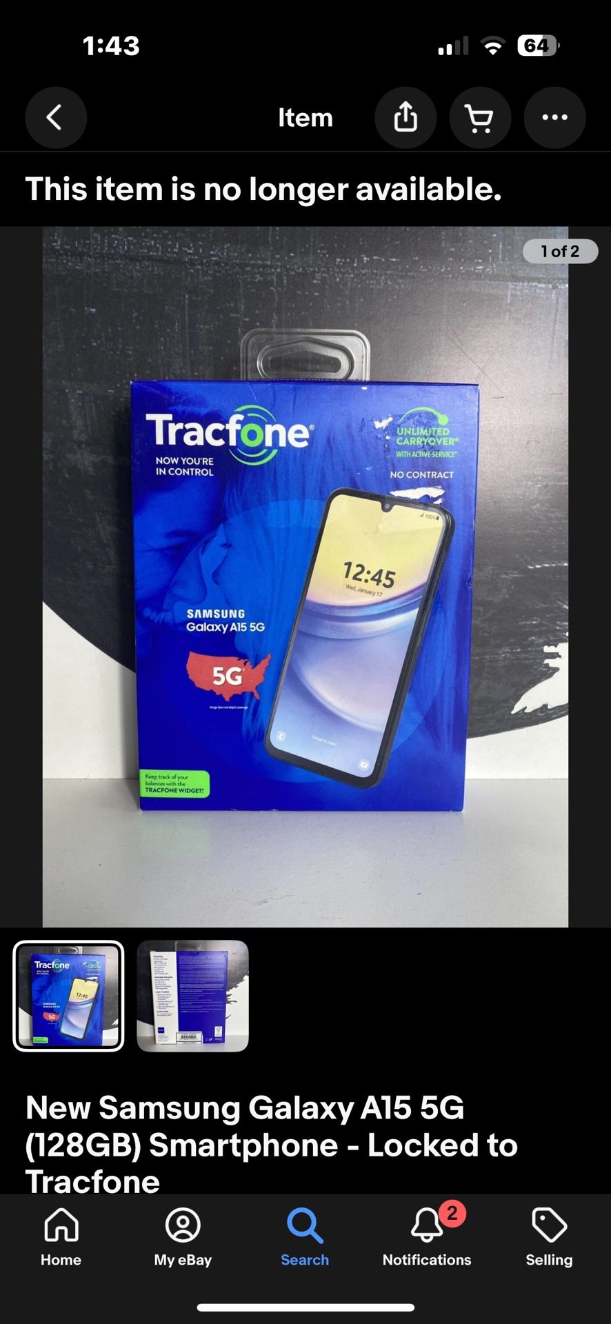 Tracfone Samsung A15 5g New