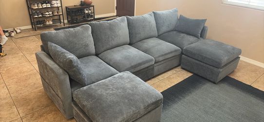 Grey-Blue upholstered couch