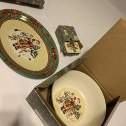 Nobel Excellence, Salad Bows 16” Platter And 4 Coasters