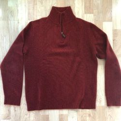 J crew Quarter Zip Cotton cashmere Burgundy Red Mens sweater top Sweatshirt    XS extra small Slim