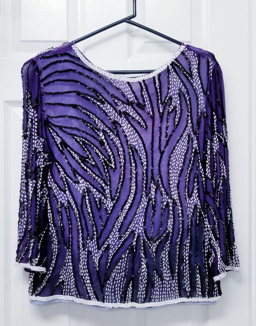 Purple Beaded Top XL