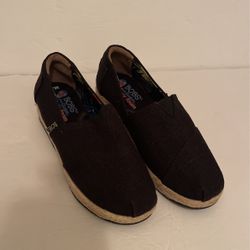 Bobs Skechers Memory Foam Black Canvas Flexpadrille 
