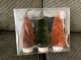 Three 6 in Fall Decorative Trees - Orange and Green