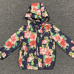 Gap girl size 5 floral hooded spring windbreaker jacket