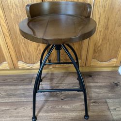 Metal and Wood Swivel Barstool, New