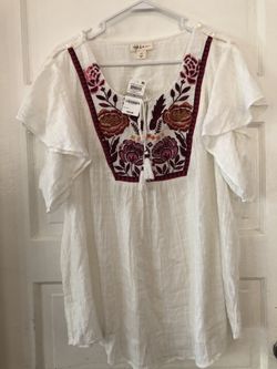 Plus size 1X Style and Company embroidered top