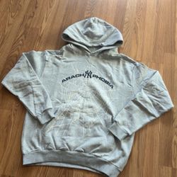 Sp5der Arach Phobia Grey Hoodie Size Medium 