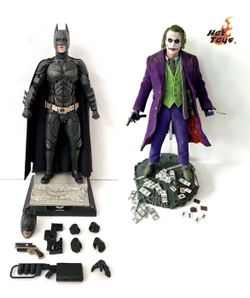 1/6 Hot Toys Joker DX33AE (Artisan) + Batman DX19 Dark Knight 2 Figure LOT Hot Toys