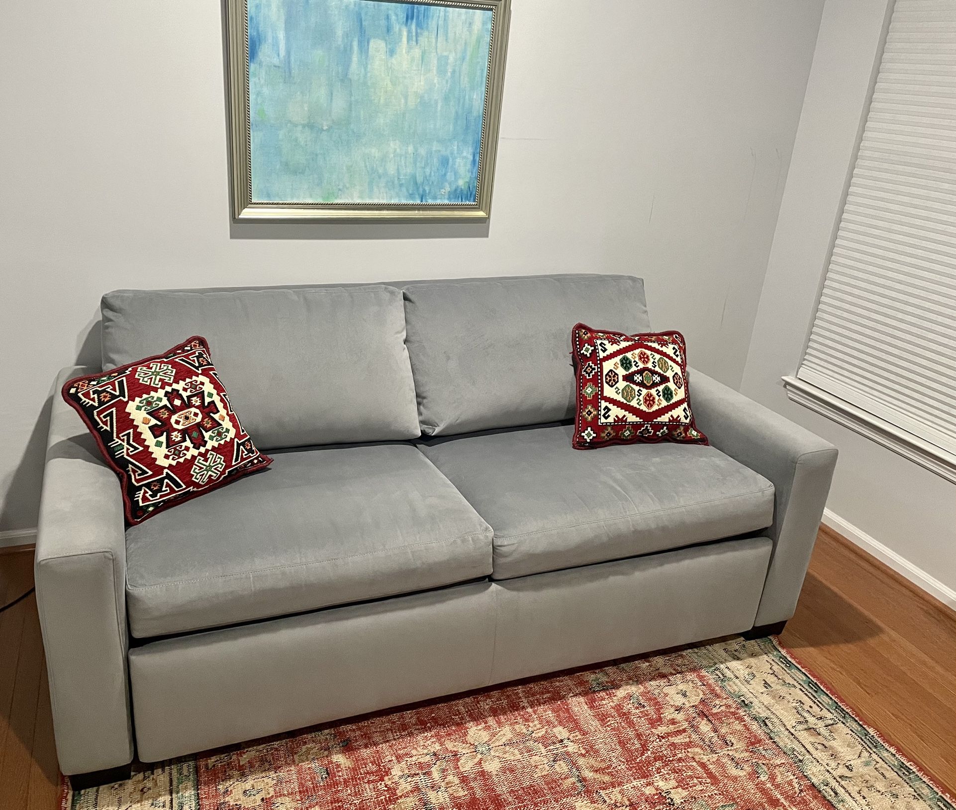 American Leather Sleeper Sofa in Pewter / Espresso - QUEEN