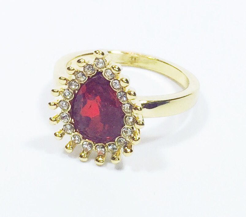 18 K Gold Plated Size 8 Gemstone Cubic Zerconia Ring