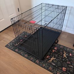 36" Collapsible Metal Pet Crate With Bottom Grate, Divider and Water Bowl