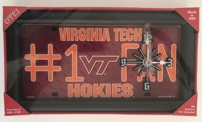 Virginia Tech Hokies License Plate Clock. Free Shipping