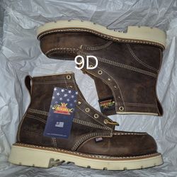 THOROGOOD 💯 LEATHER 6"MOC STEEL TOE  LACE UP BOOTS 