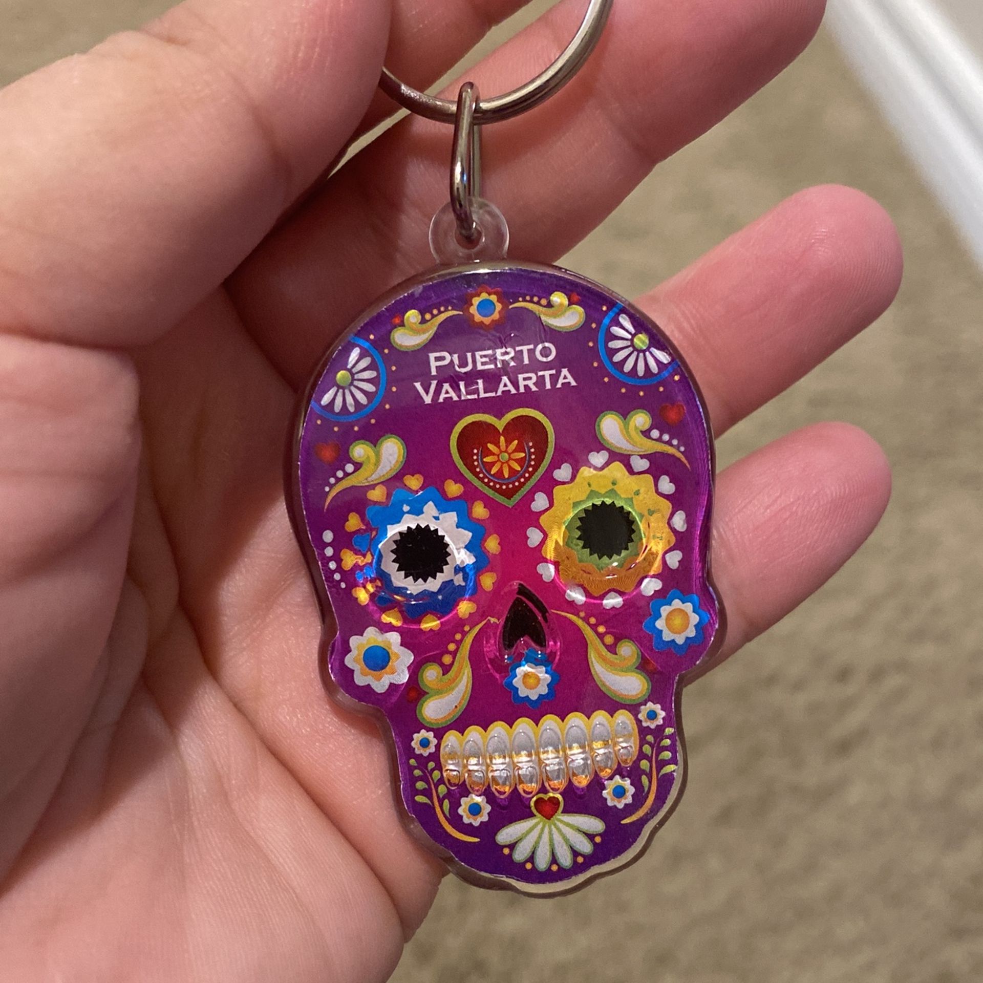 Purple Skull Key Ring