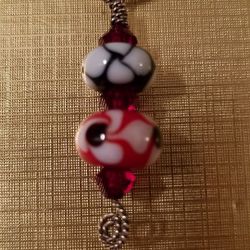 Handmade lamp work bead pendant with ss twisted wire and ss bail