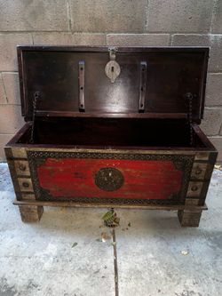 Large Indian Wooden Trunk