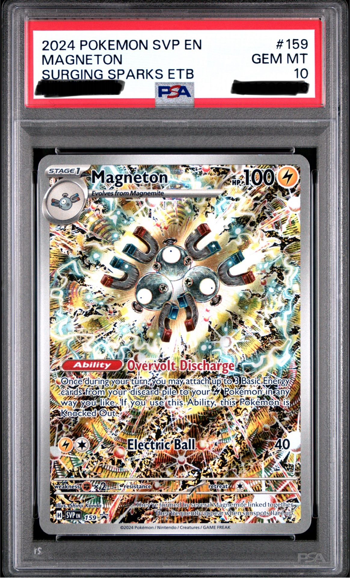 2024 POKEMON SVP SURGING SPARKS POKEMON CENTER ETB PROMO #159 MAGNETON PSA 10