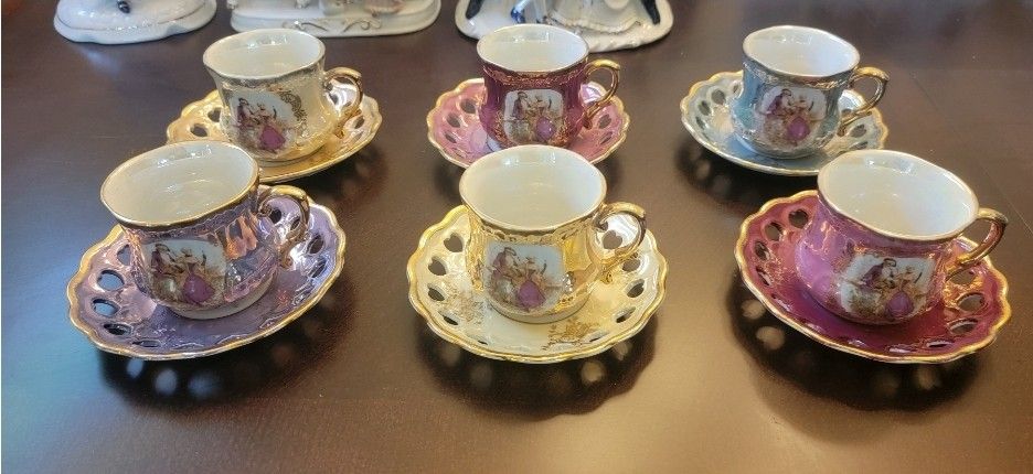 Beautiful Vintage Japanese Coffee Cup & Saucer 6 Set