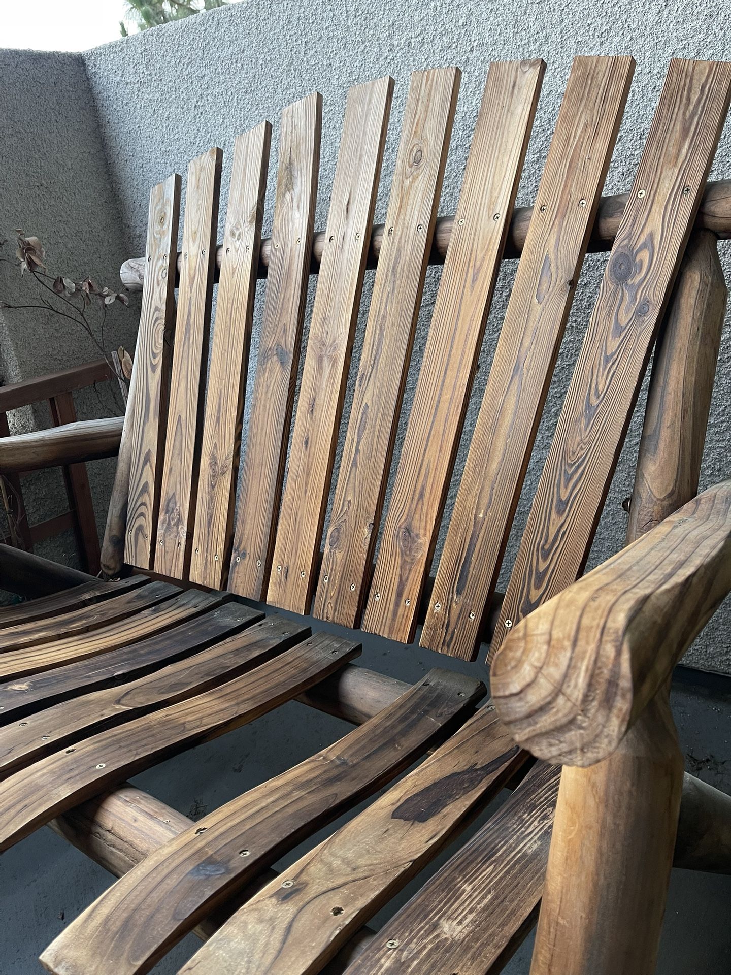 Rustic Wooden Glider Bench - 2-Seater
