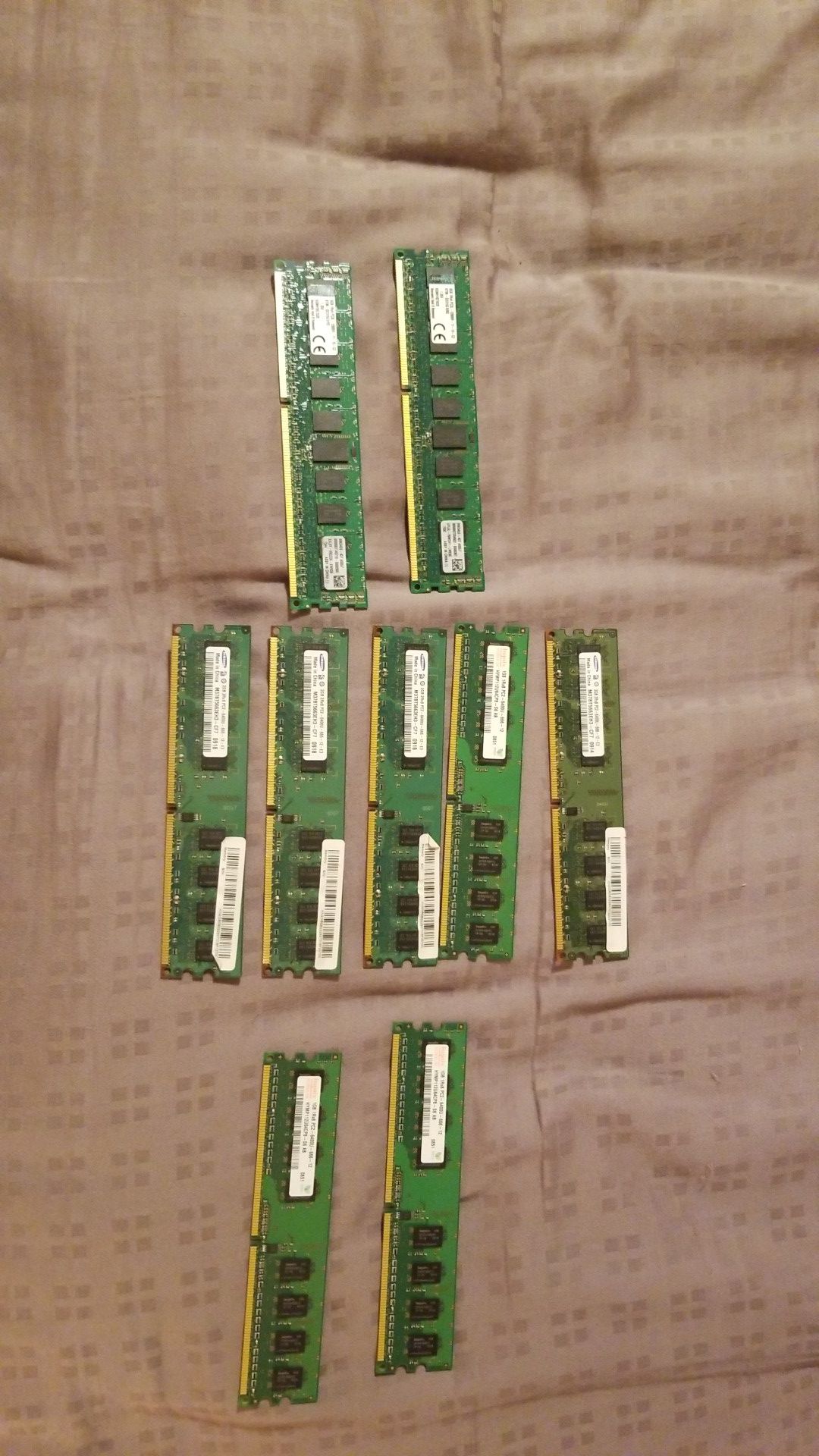 Computer memory 2(8GB) 5(2GB) 2(1GB)