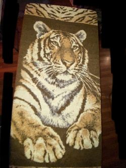RARE Cannon Ibena Dolan Tiger Reversible Blanket 75”x 59” San Marcos Style VTG