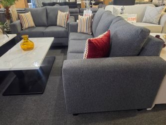 BRAND NEW GRAY CHENILLE CUSTOM COLOR SOFA + LOVESEAT 2PCS SET