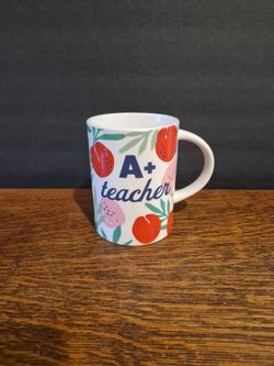 Parker Lane white ceramic "A+ Teacher" novelty coffee mug