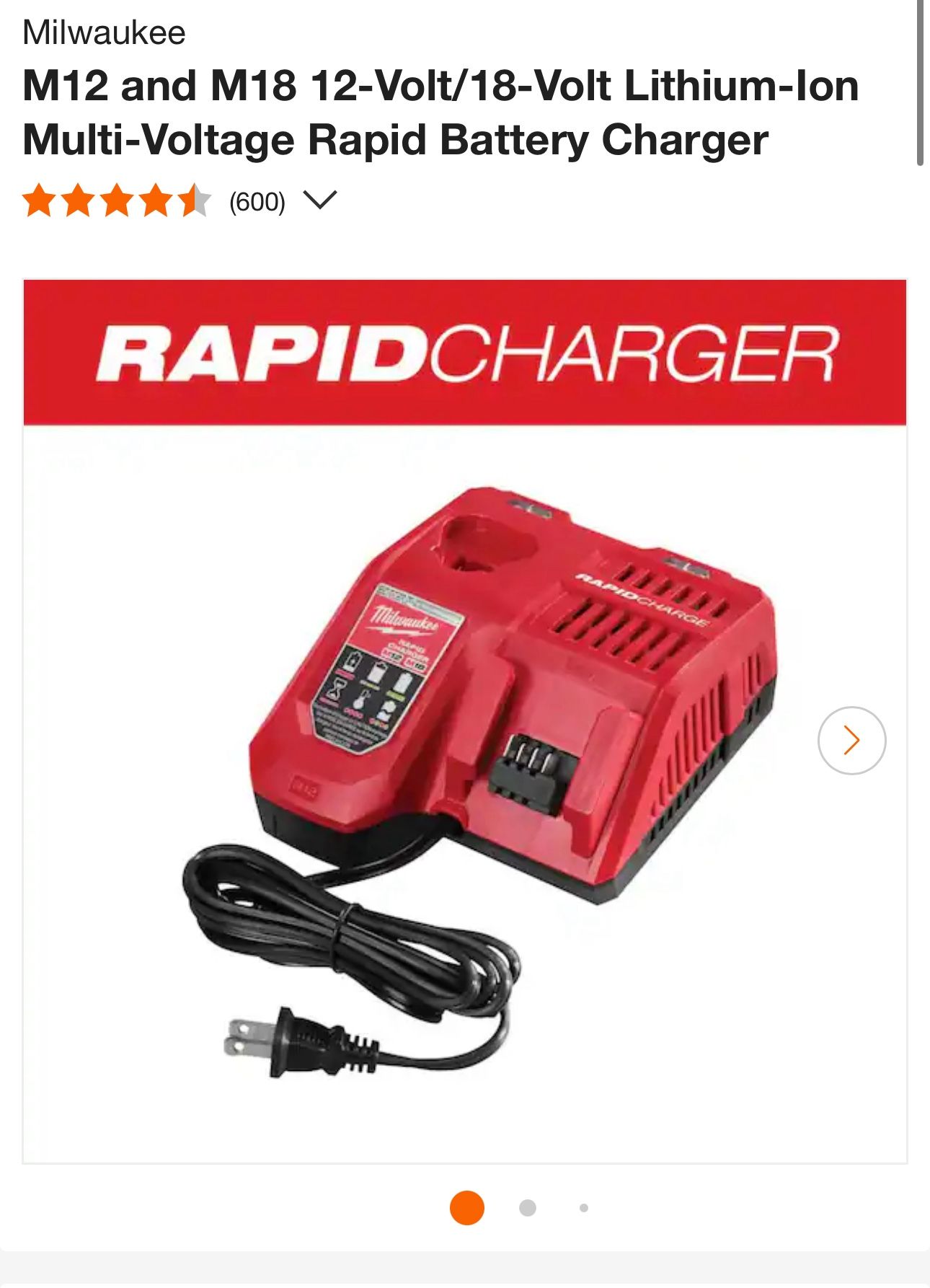 M12 and M18 12-Volt/18-Volt Lithium-Ion Multi-Voltage Rapid Battery Charger