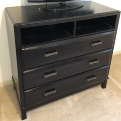 Espresso Colored Wood Bedroom Set - Dresser, Nightstand, Headboard & Bed Rails 