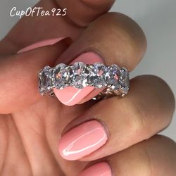 Brand New Sterling Silver 925 Full Eternity Band With CZ Diamonds (size 6,7,8,9)