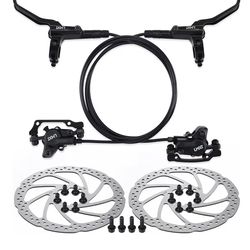 TOBWOLF 1 Pair MTB Disc Brake Set, Hydraulic Disc Brake Kit with 160mm Rotors, Left Front 81cm & Right Rear 147cm, Aluminum Oil Pressure Calipers Leve