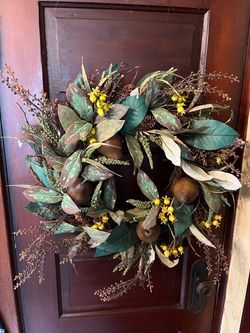 Decorative Fall Wreath with Leaves and Berries