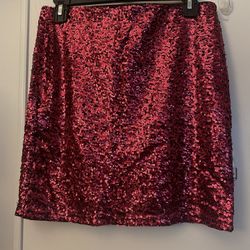 H&M Sequin Mini Skirts Hot Pink Silver  Size Small *new
