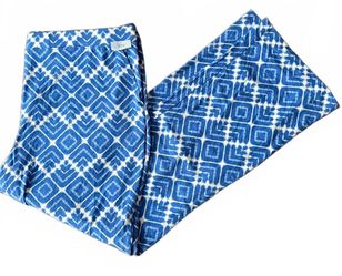 D & Co. Denim & Company Women's Casual Geometric Pants Size XL Blue White Retro