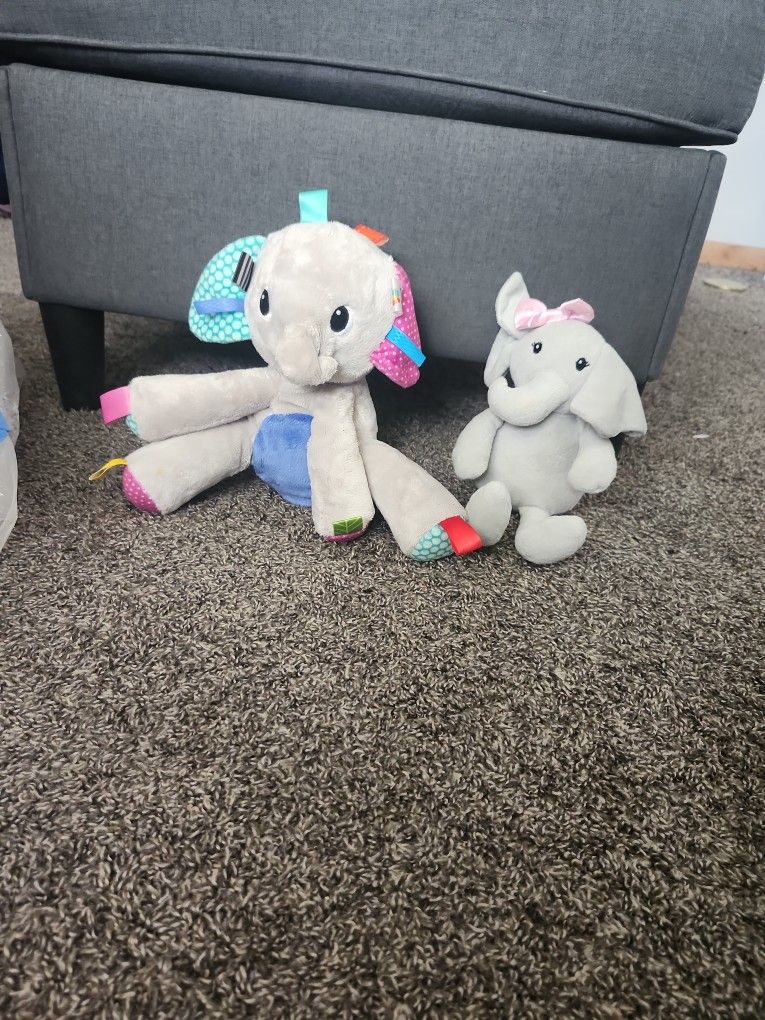 2 Kids Elephant Stuffed Animals