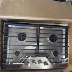 Whirlpool - 30" Gas Cooktop - Stainless Steel