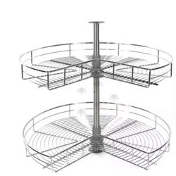 Shelf Chrome 28 in. Lazy Susan Kidney Shaped Corner Cabinet