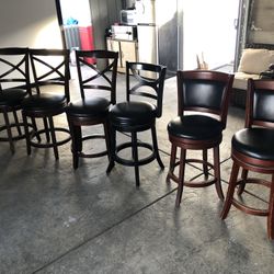 stool bar wooden leather 