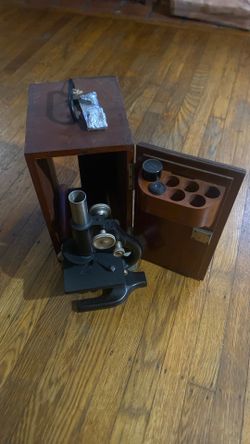 Vintage Bausch & Lomb Microscope w/ Wood Case