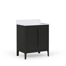 Origin 21 Jenkins 30-in Black Undermount Single Sink Bathroom Vanity + White Engineered Stone Top