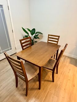 Wood Dining Table with 4 Chairs, 3 Bar Stools, Coffee Table with 2 End Tables