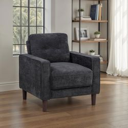 Bowen II Steel Grey Fabric Upholstered Track Arm Chair