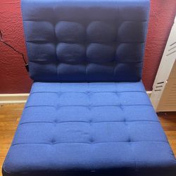2 Blue Chairs With Chrome Metal 