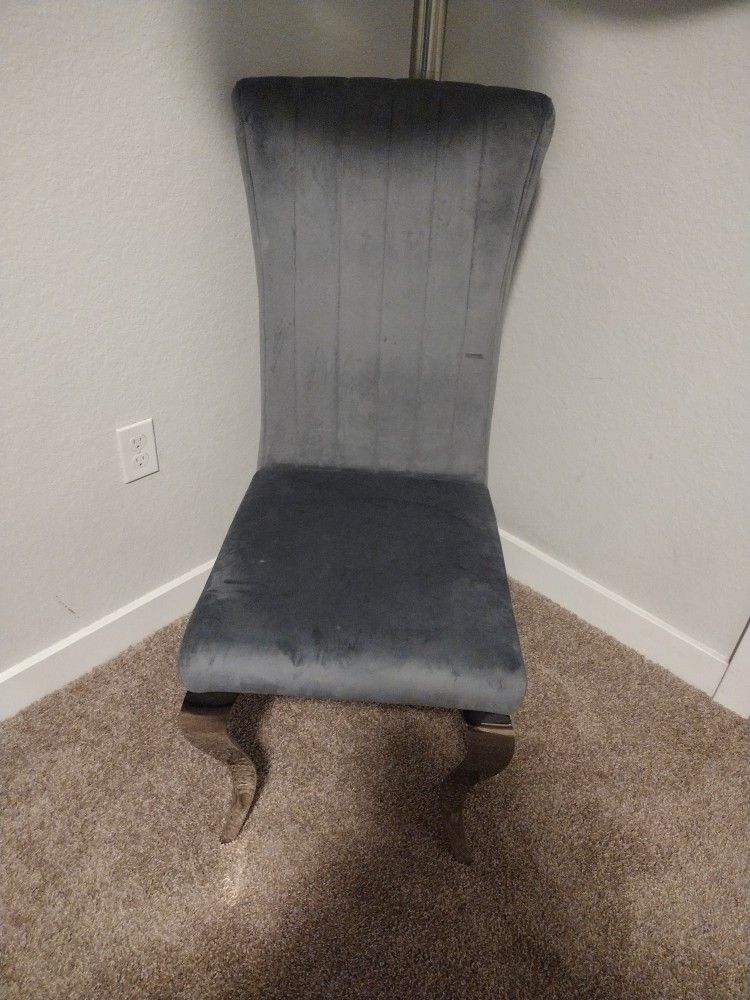 6 Silver Metallic Dinning Chairs For Sale
