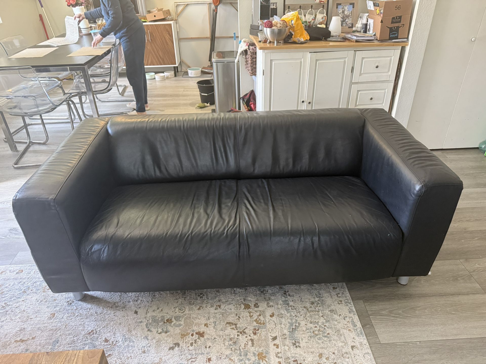 Ikea Black Faux Leather Couch