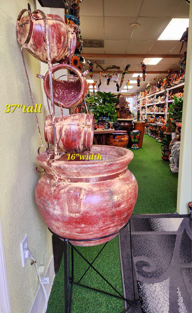 ⛲️Clay Fountain 🪴✨️37"tall With Metal Included In "Casabarajaspottery"4470 Lincoln Ave Cypress Ca 90630.