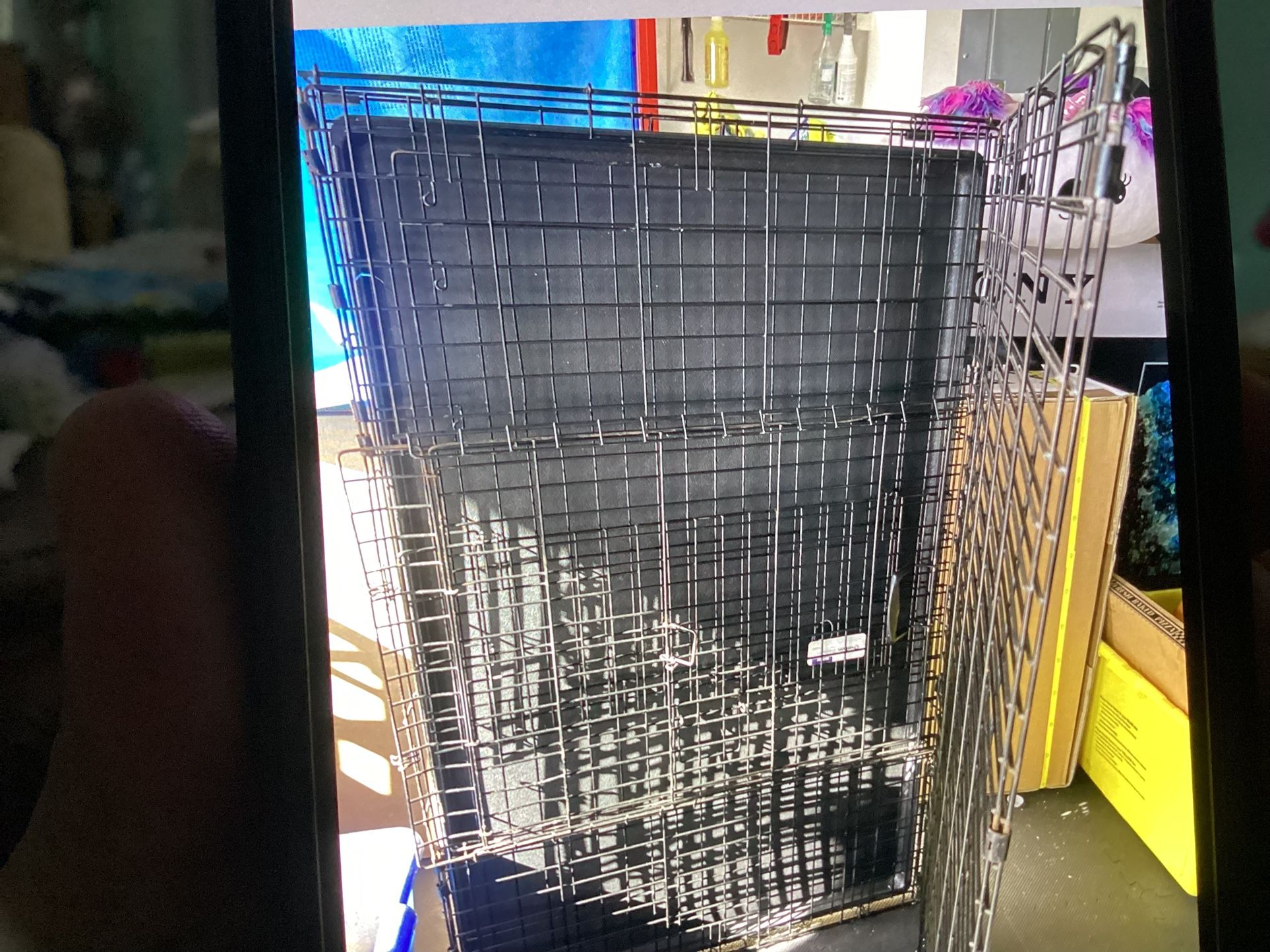 Large Dog π Cage In Good Condition 34x34x48β Long With Plastic Tray Asking $85. Obo